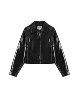 Short faux leather jacket black Poudre