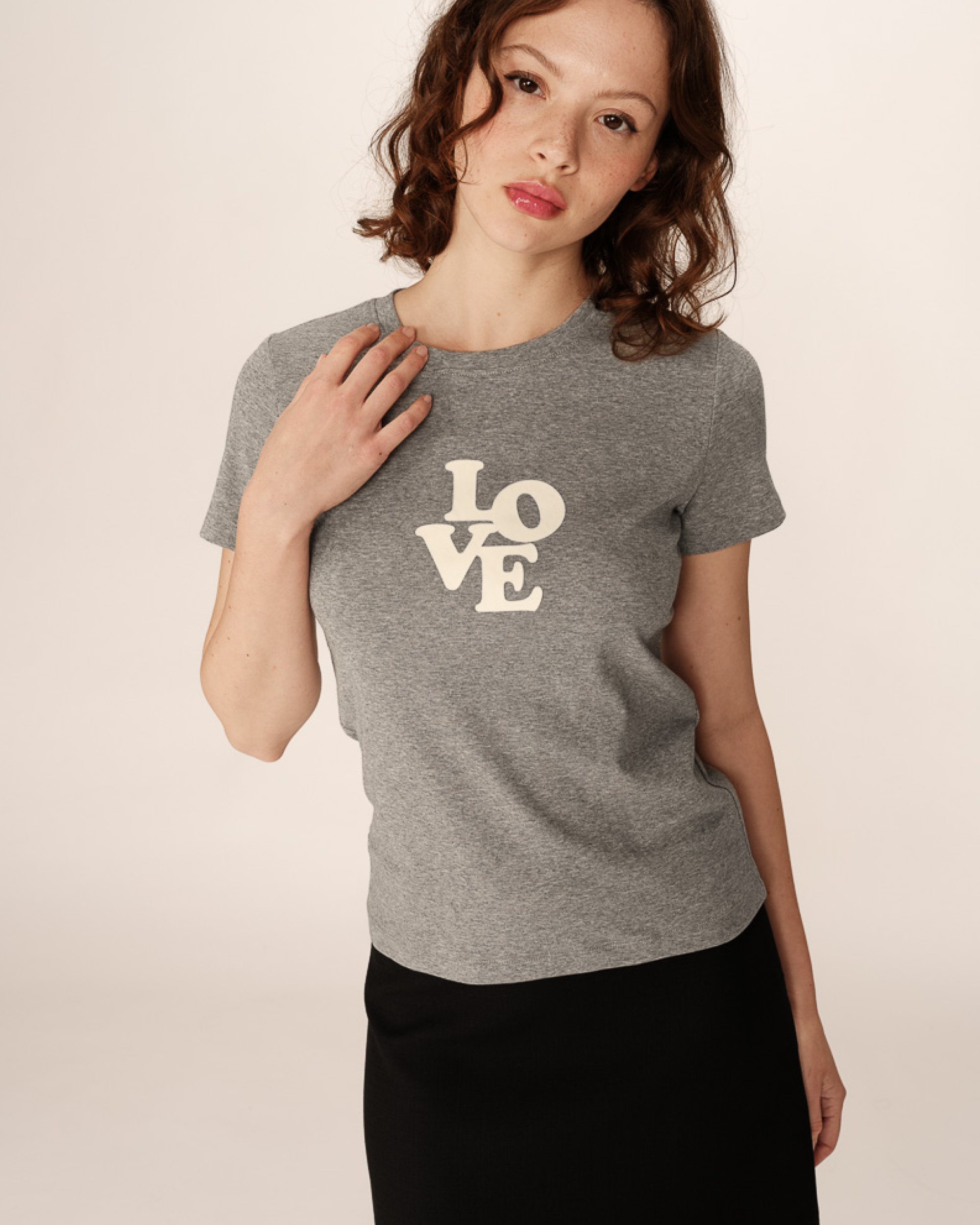 T-shirt message imprimé gris Poussin