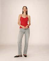 Top avec lisere en dentelle rouge Presto