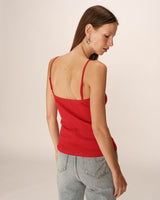 Top avec lisere en dentelle rouge Presto