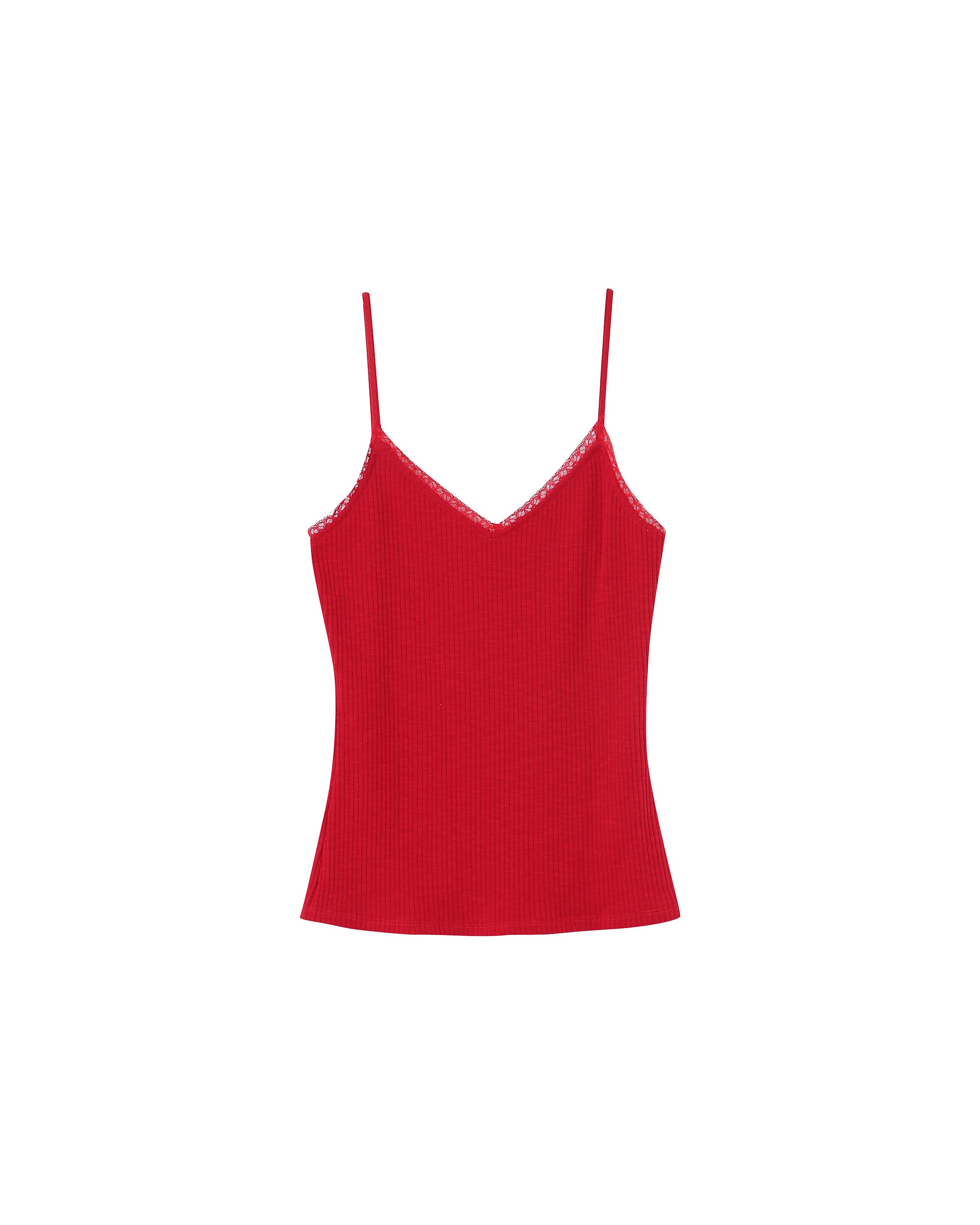 Top avec lisere en dentelle rouge Presto