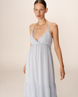 Robe longue a volants bleu Pretty