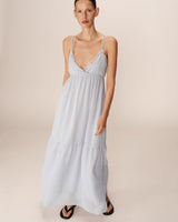 Robe longue a volants bleu Pretty