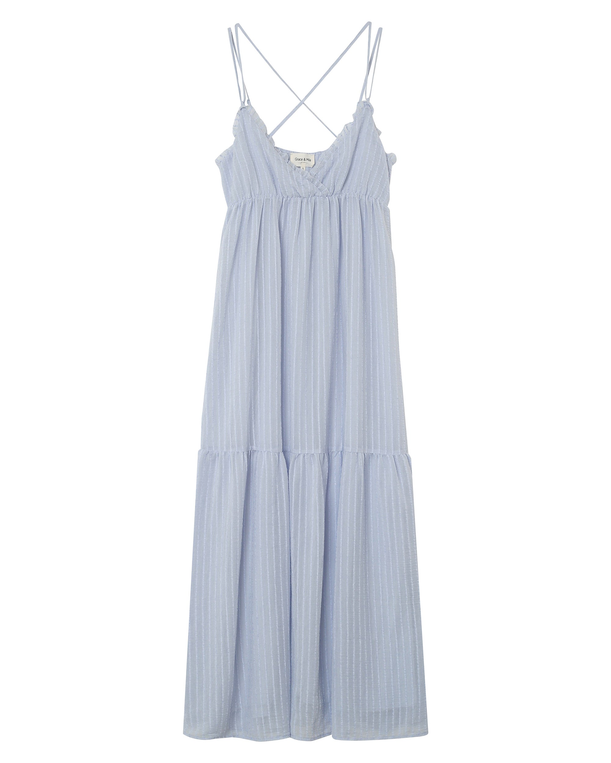Robe longue a volants bleu Pretty