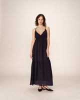 Robe longue a volants marine Pretty