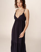Robe longue a volants marine Pretty