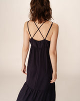 Robe longue a volants marine Pretty