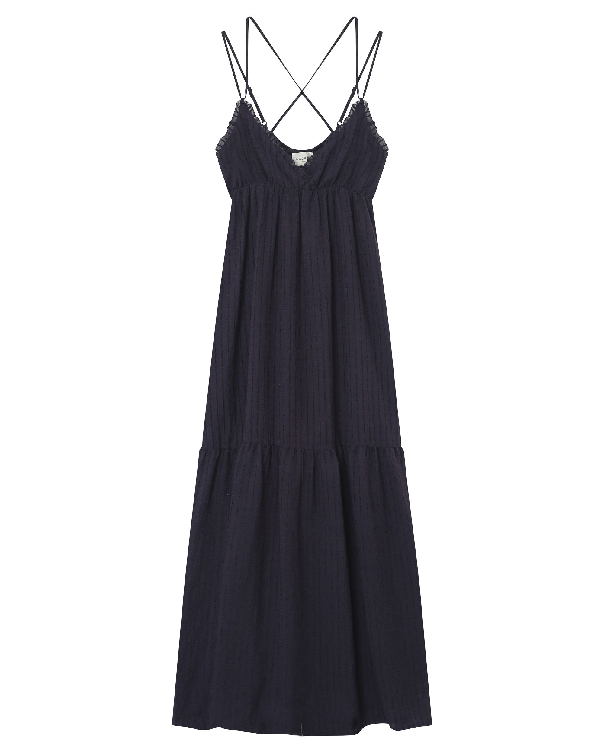 Robe longue a volants marine Pretty