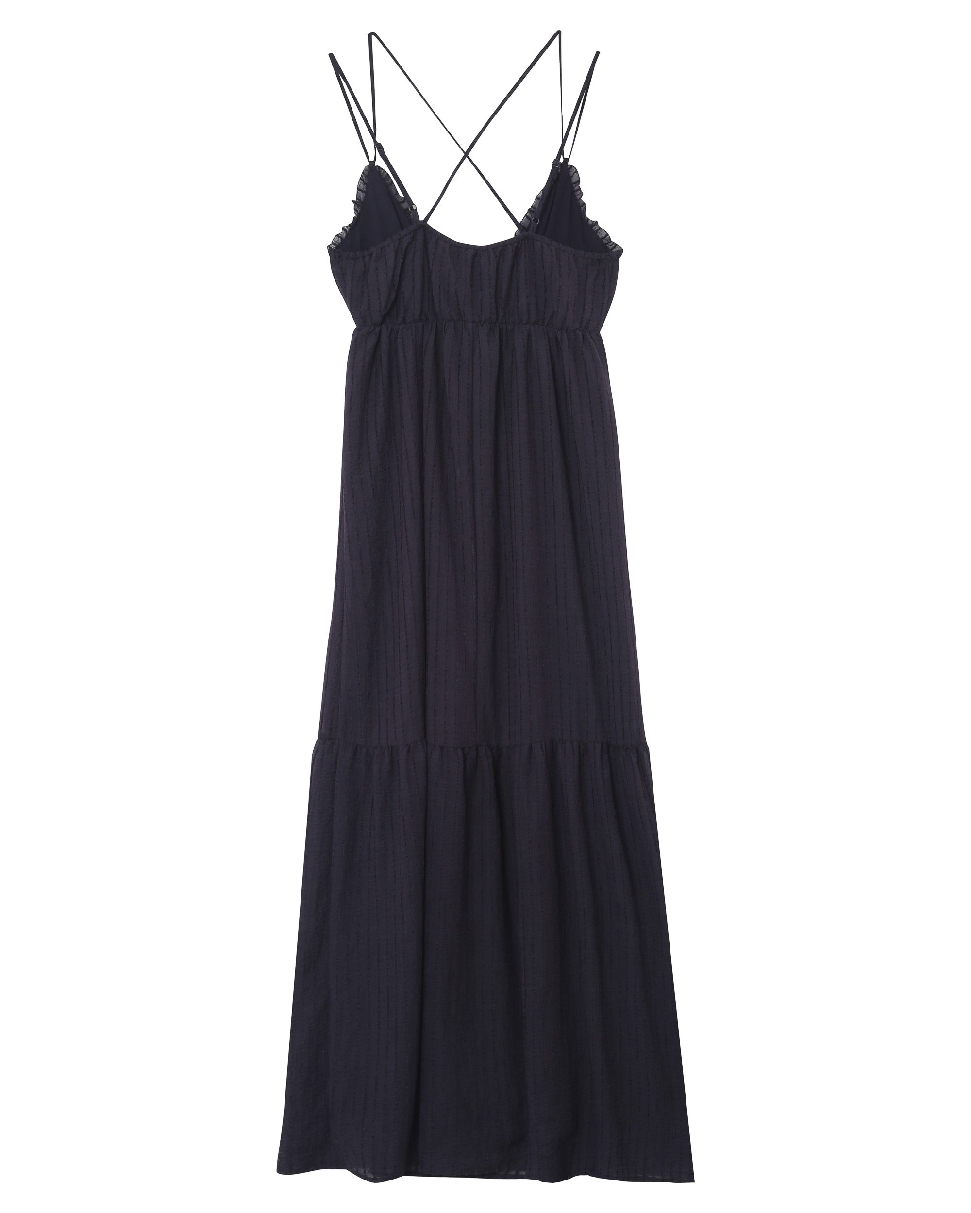 Robe longue a volants marine Pretty
