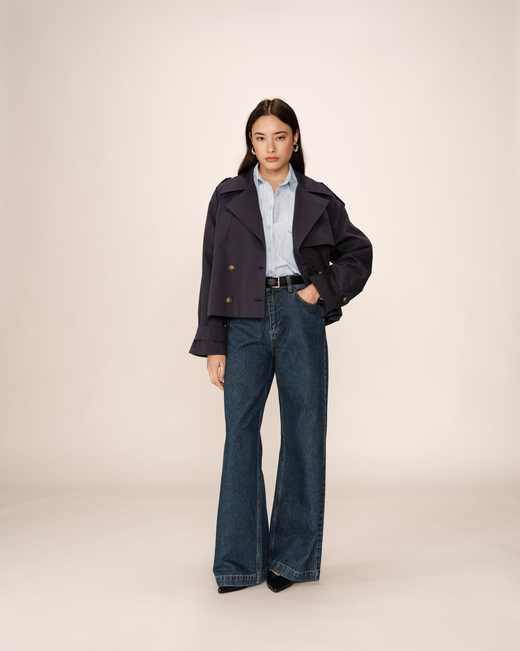 Short trench coat navy Printemps