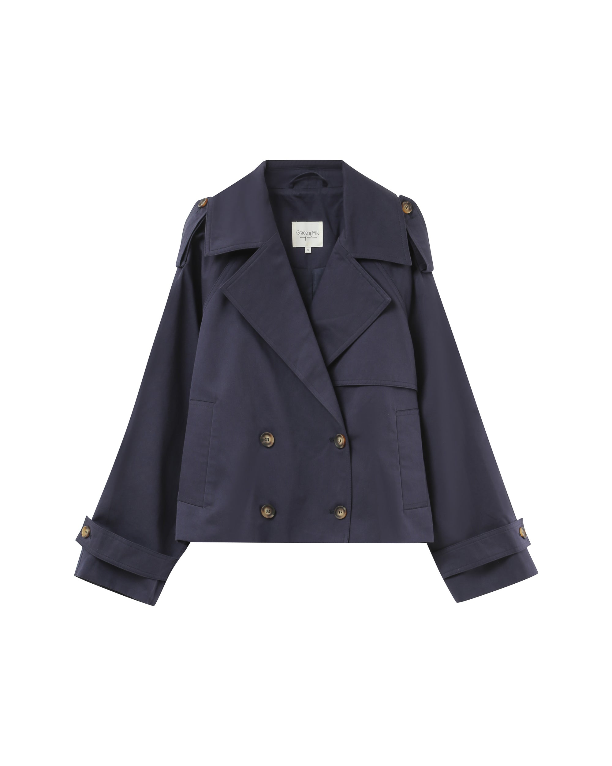 Short trench coat navy Printemps