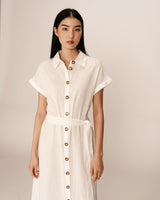 Robe longue lin et coton ecru Prudence