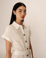 Robe longue lin et coton ecru Prudence