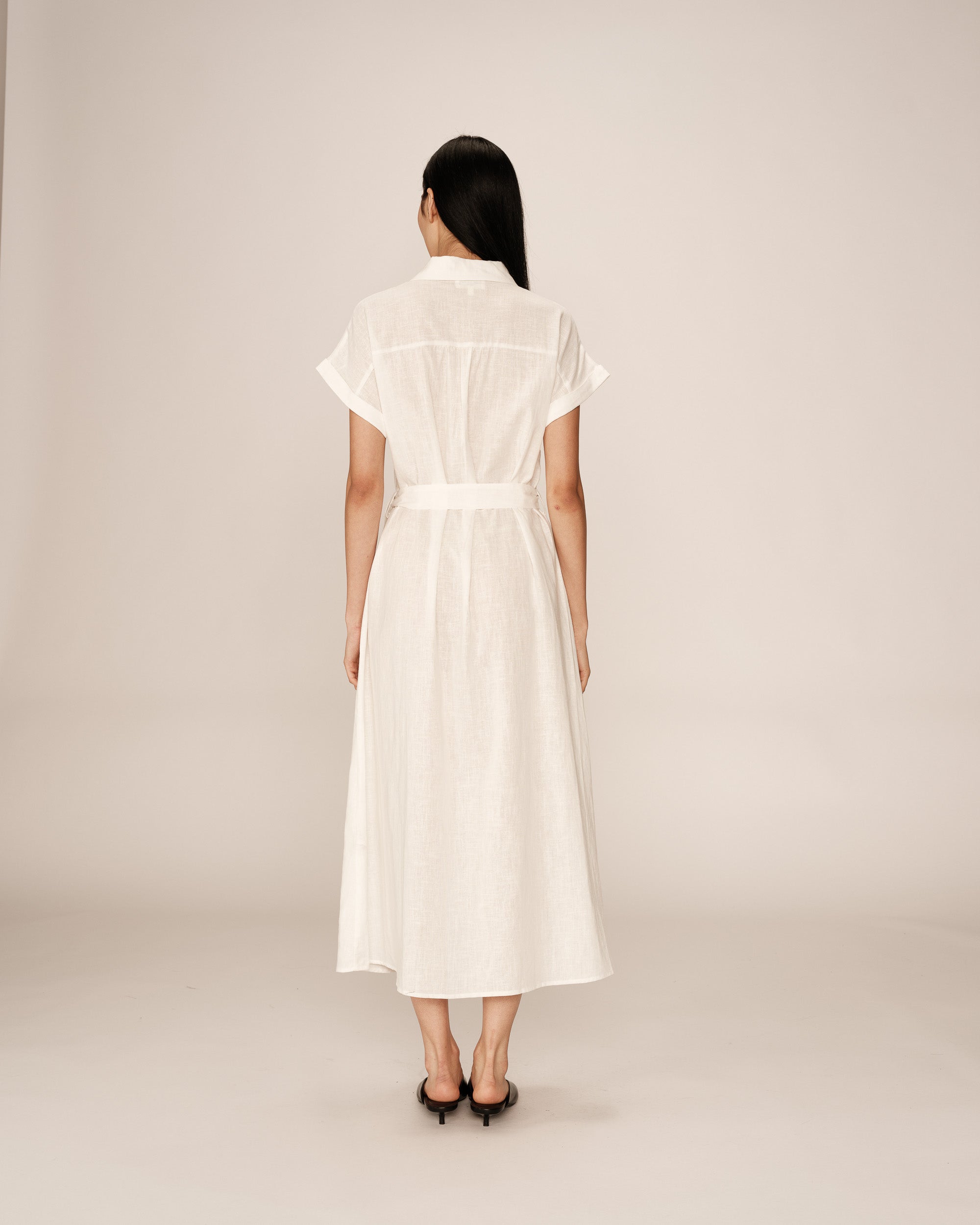 Robe longue lin et coton ecru Prudence
