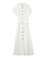 Robe longue lin et coton ecru Prudence
