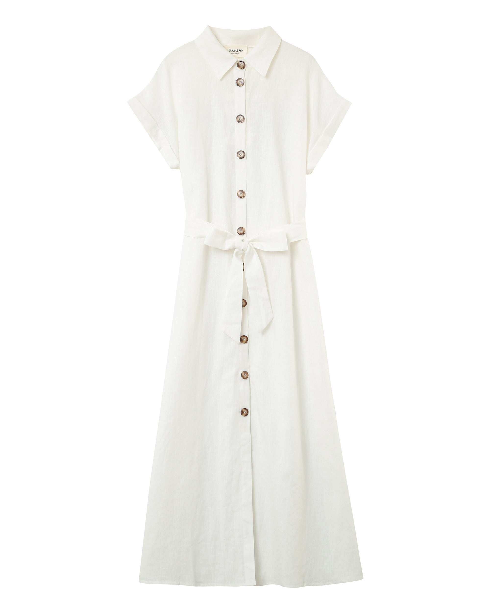 Robe longue lin et coton ecru Prudence
