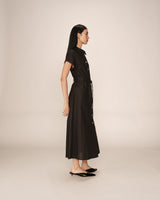 Robe longue lin et coton noir Prudence