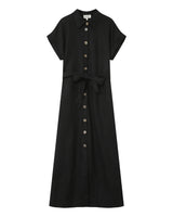 Robe longue lin et coton noir Prudence