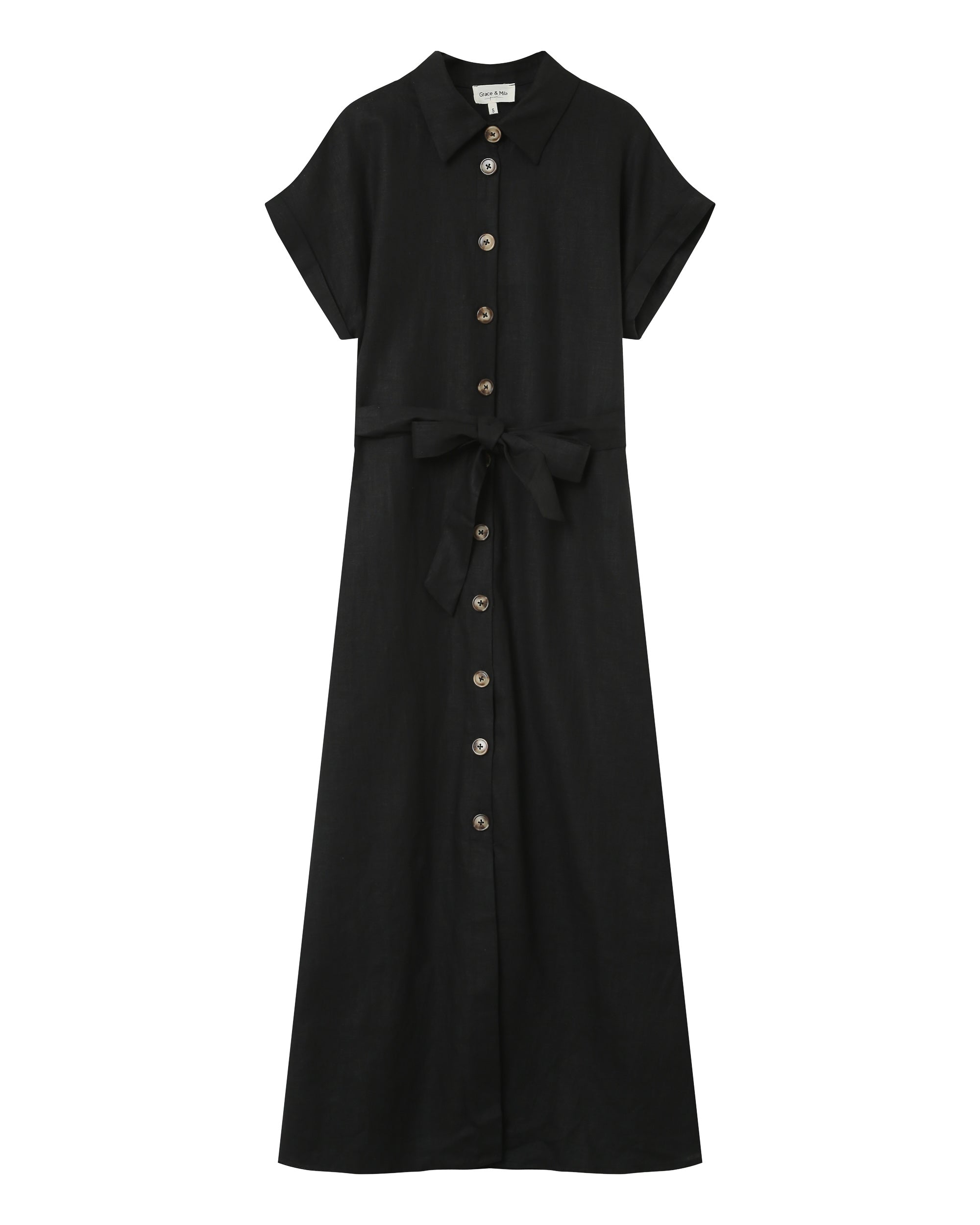 Robe longue lin et coton noir Prudence