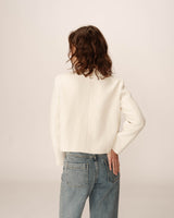 Collarless tweed short jacket ecru Prune