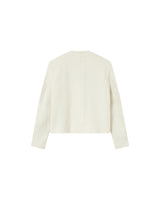 Collarless tweed short jacket ecru Prune