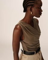 Top sans manches drape kaki Pure