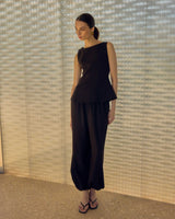 High-rise balloon pants noir Aniel
