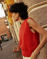 Pull en laine et mohair rouge Vollo