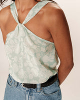 Top fluide col torsade vert Racine