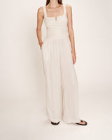 Pantalon large fluide ecru Rain