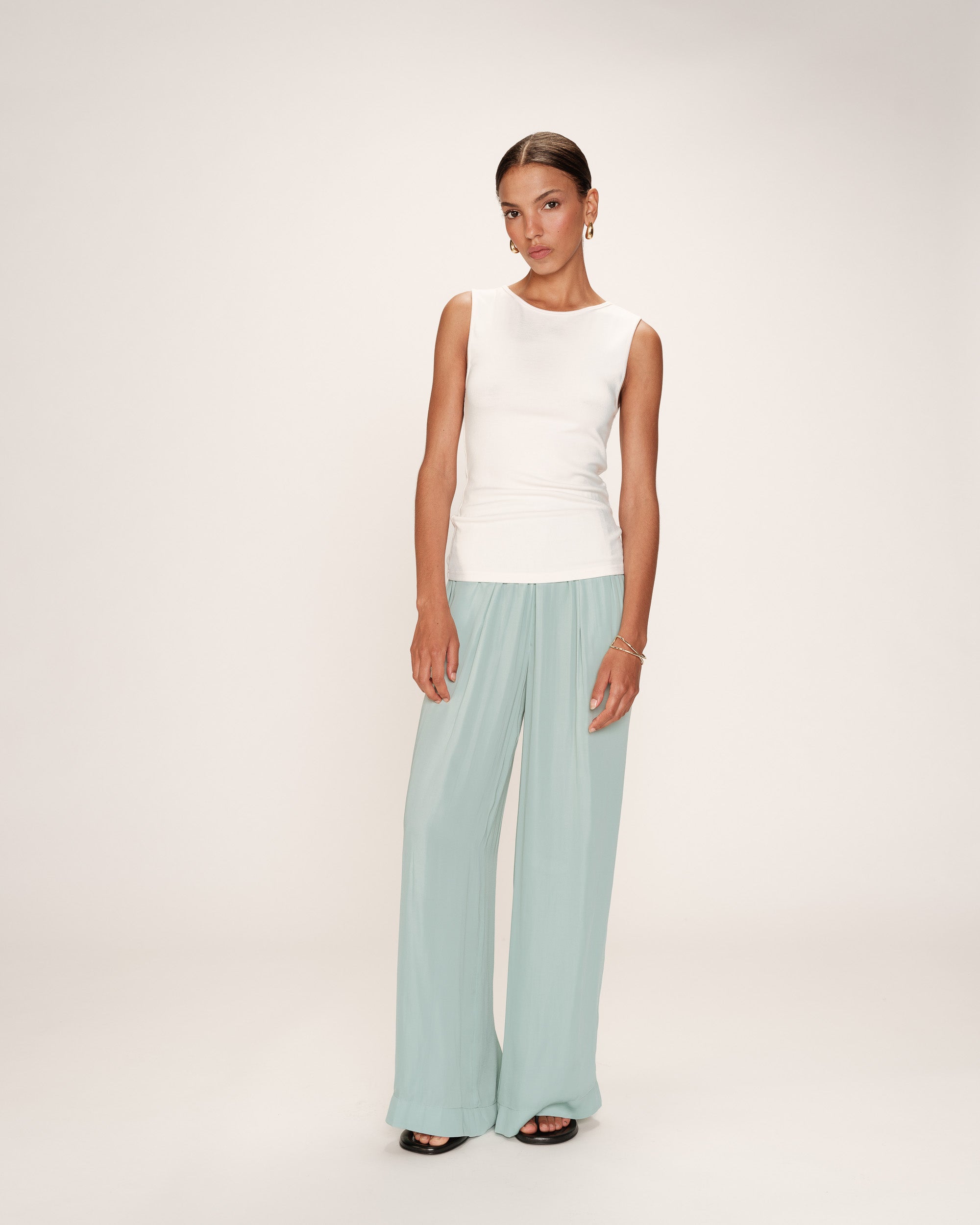Pantalon large fluide vert Rain