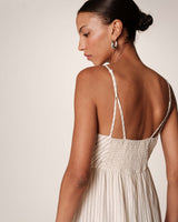 Robe longue rayee en coton ecru Raja