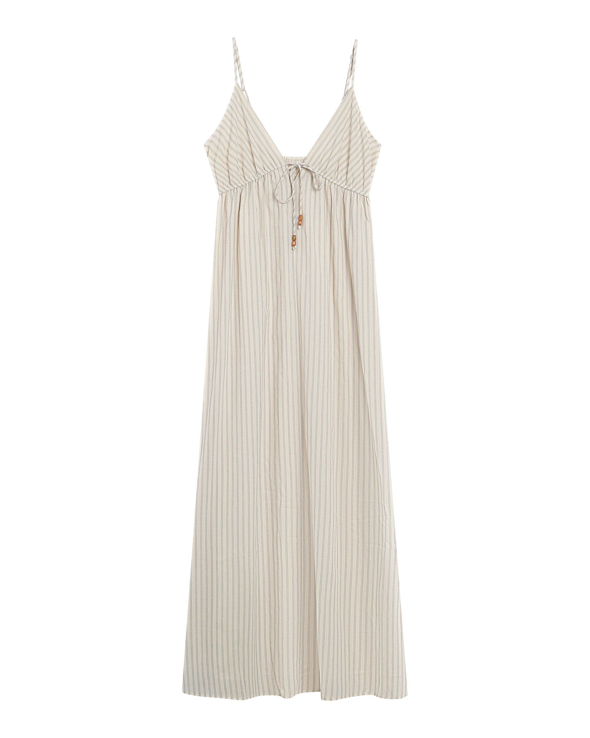 Robe longue rayee en coton ecru Raja