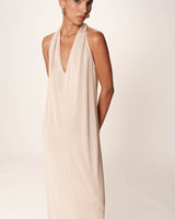 Robe mi-longue en lurex champagne Rani