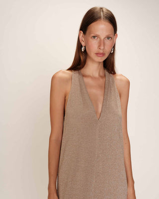 ROBE MI-LONGUE TAUPE RANI