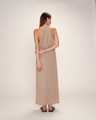 ROBE MI-LONGUE TAUPE RANI