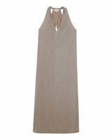 Robe mi-longue en lurex taupe Rani