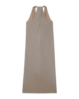 Robe mi-longue en lurex taupe Rani