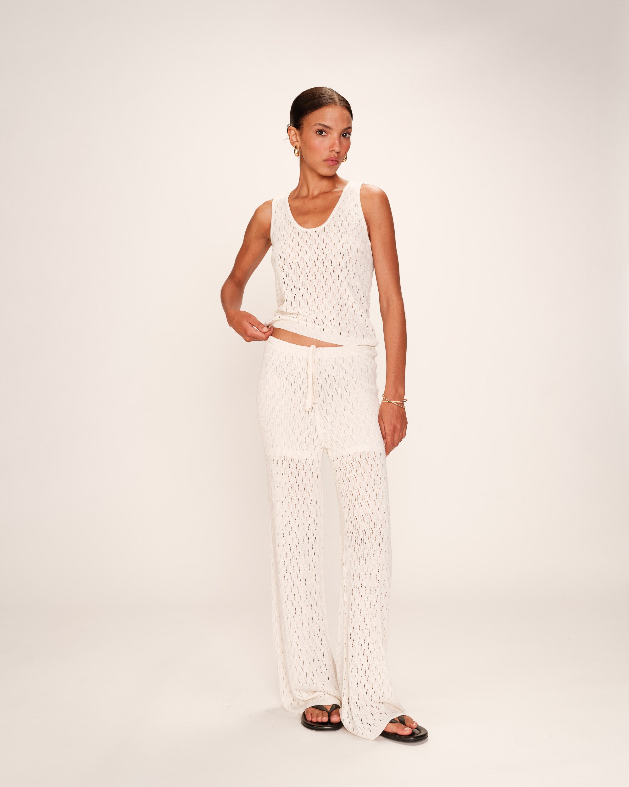 Openwork knit top ecru Rarely_13299