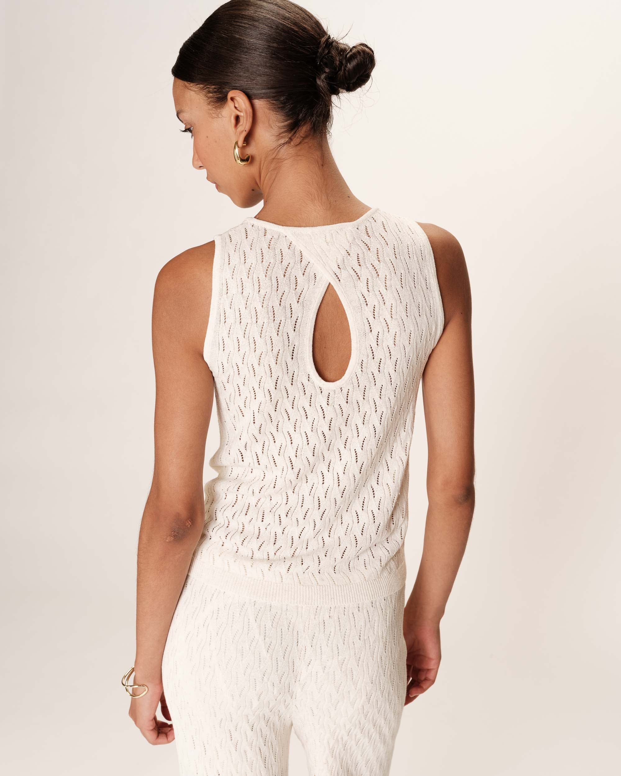 Openwork knit top ecru Rarely_13299