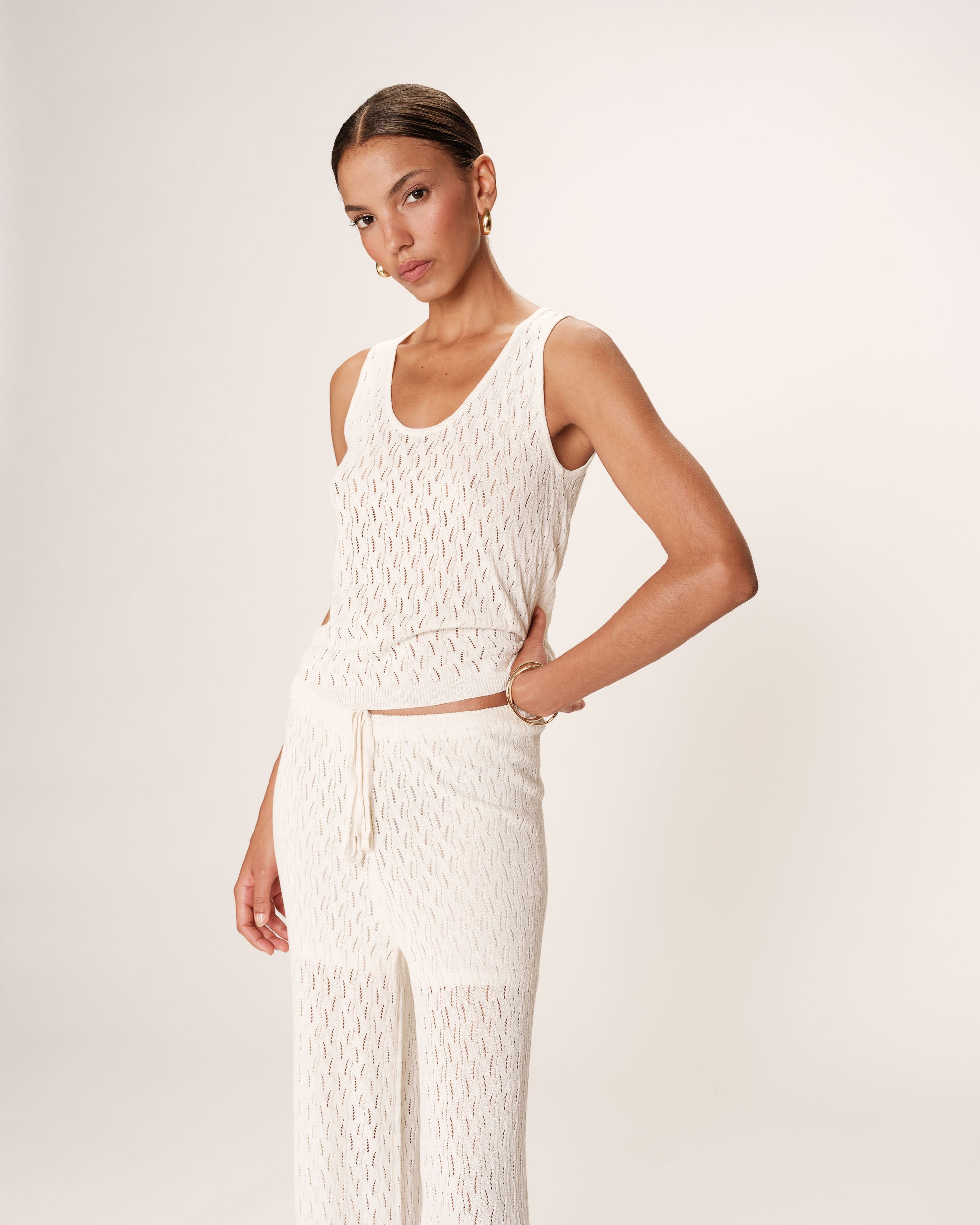 Openwork knit top ecru Rarely_13299