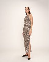 Robe longue imprimée beige Ray