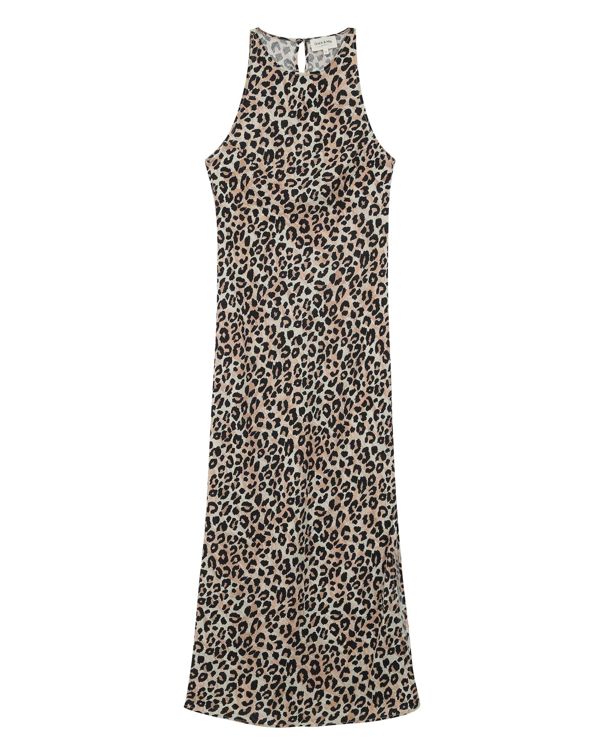 Robe longue imprimée beige Ray