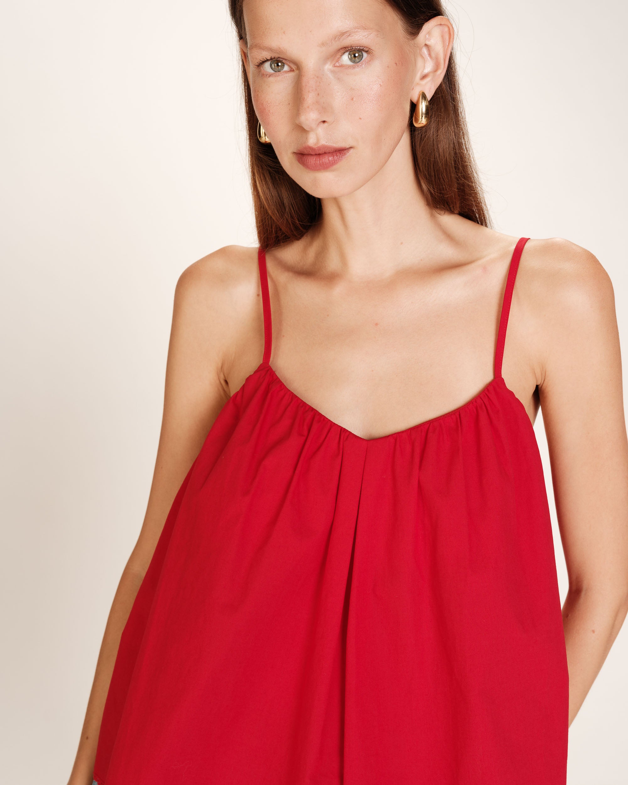 Ruched wide top red Real_13217