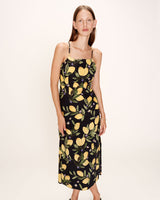 Robe mi-longue col carre noir Rebecca