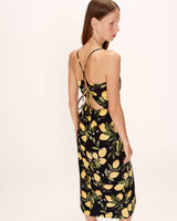Robe mi-longue col carre noir Rebecca