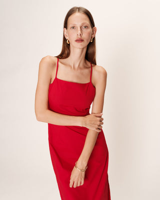 ROBE MI-LONGUE ROUGE REBECCA