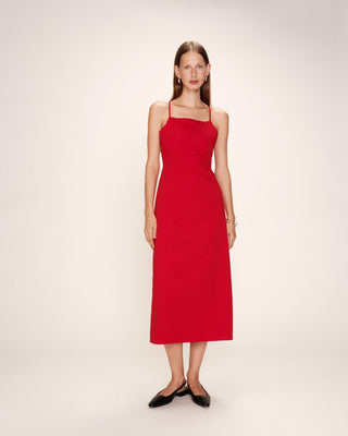 ROBE MI-LONGUE ROUGE REBECCA
