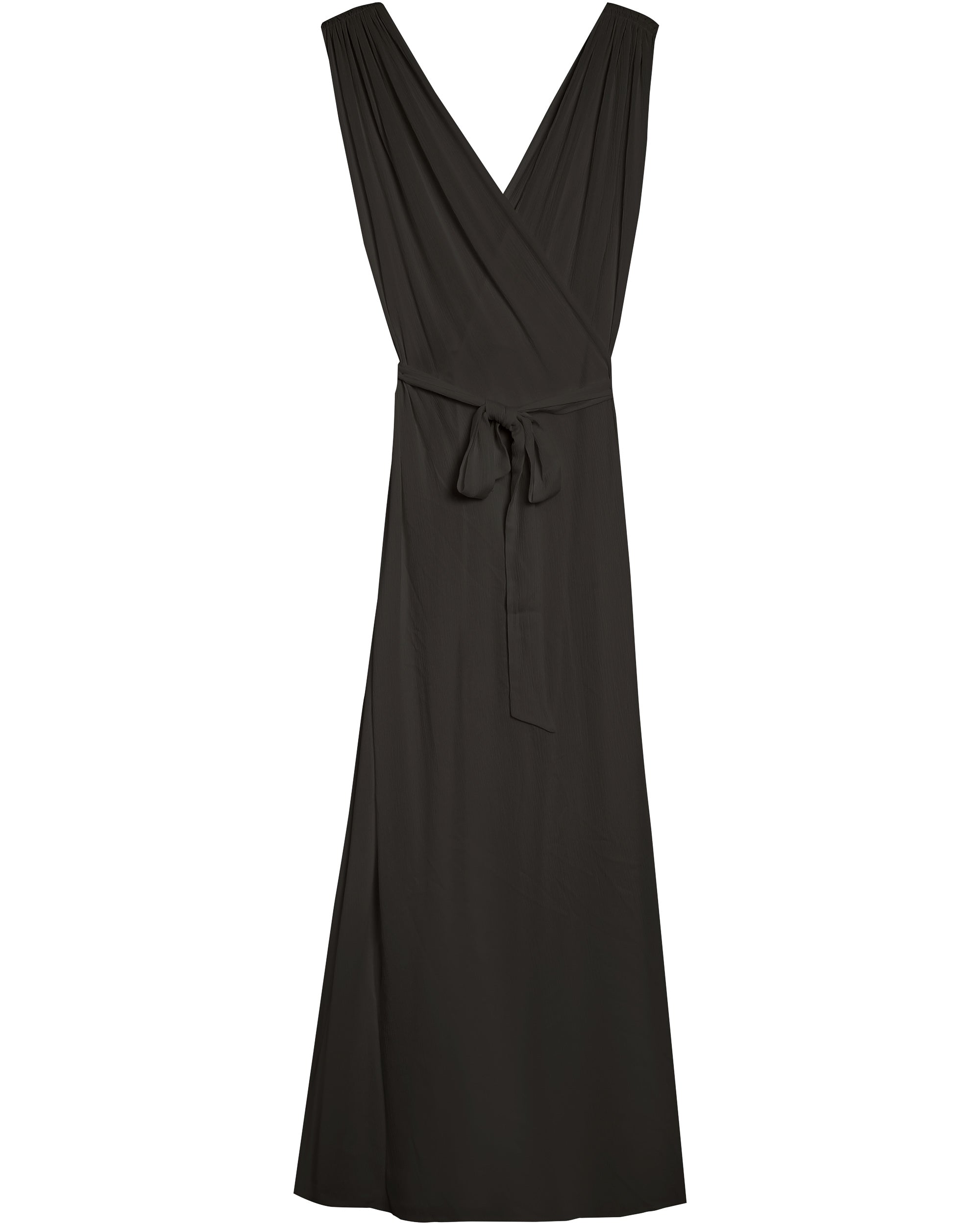 Robe longue drapee anthracite Regis