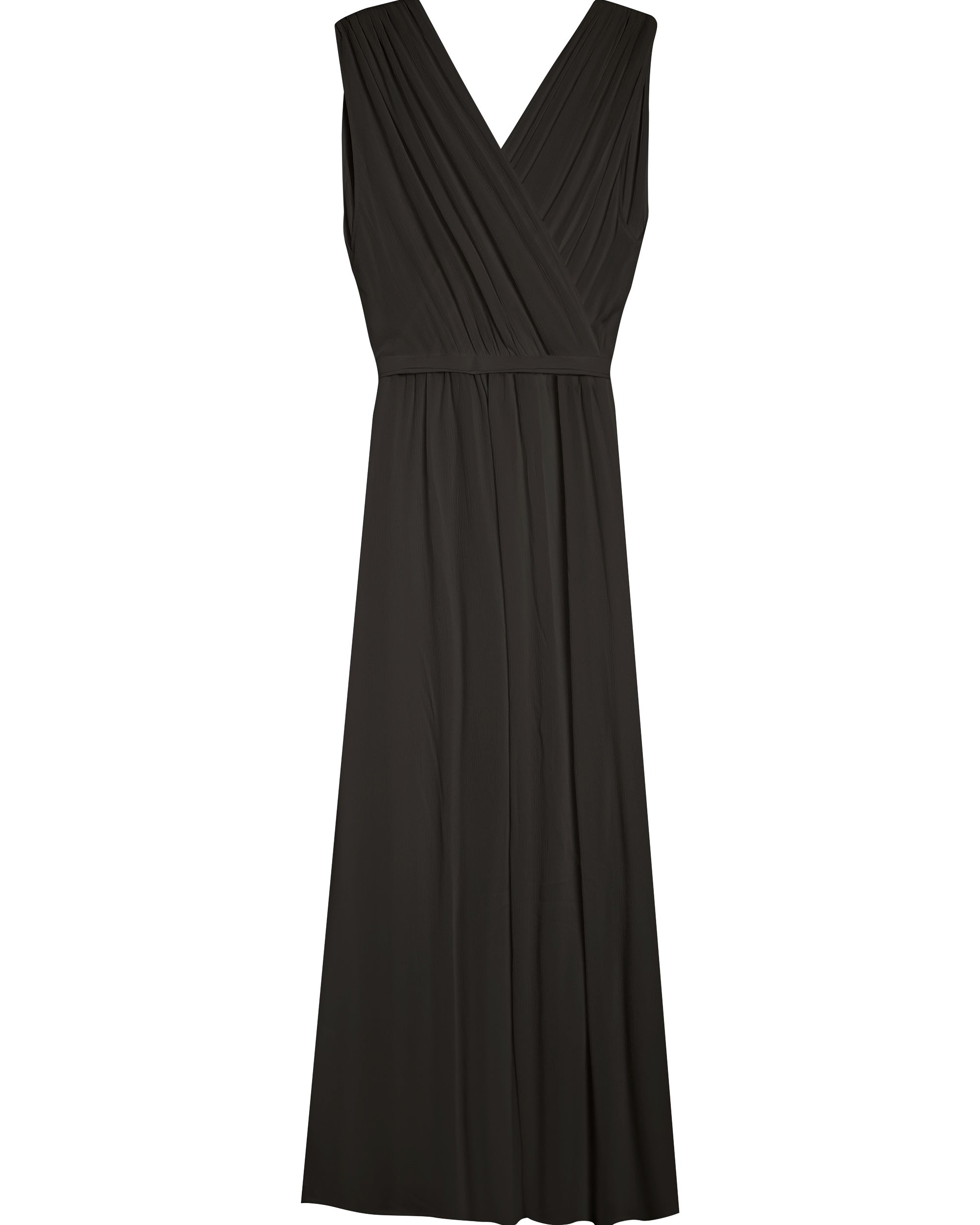 Robe longue drapee anthracite Regis